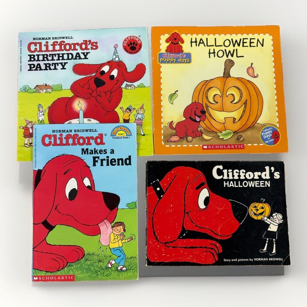 Clifford Big Red Dog 4 Book Lot Halloween Birthday Puppy Days Norman Bridwell